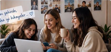 Birlikte vakit geçiren üç öğrenci